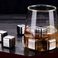 Stainless Steel Whiskey Ice Cubes - 4 Pack Reusable Chillers