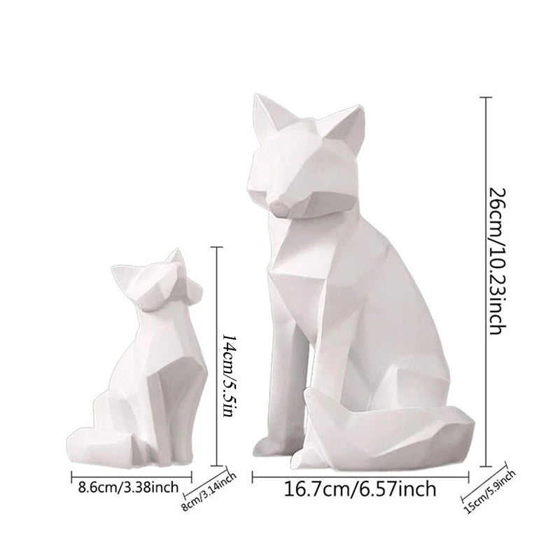 Geometric White Fox Statue