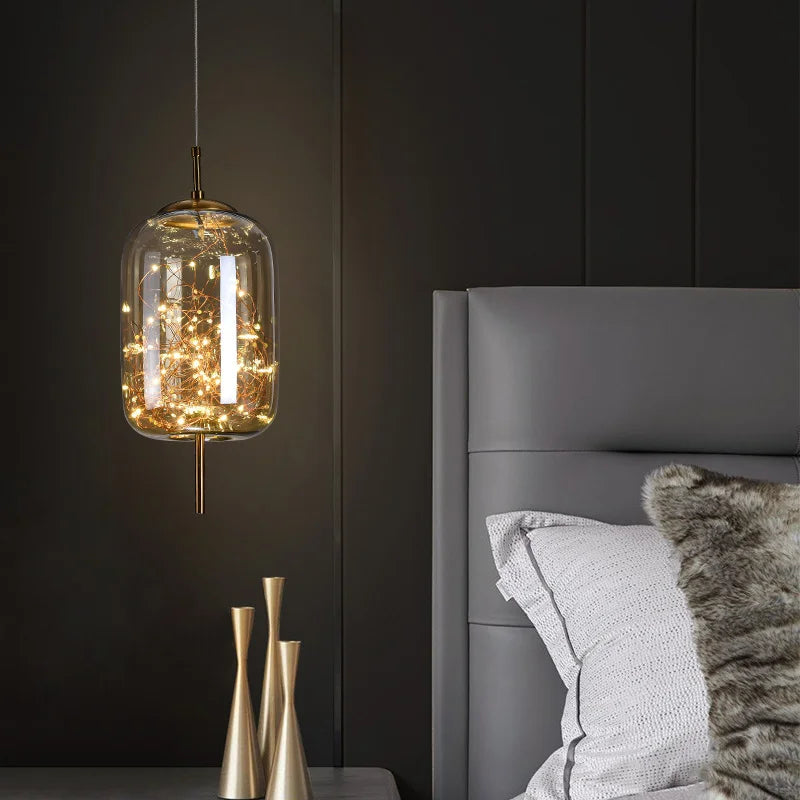 Full of Star Luxury Long Line Pendant Light - Glass Stone LED