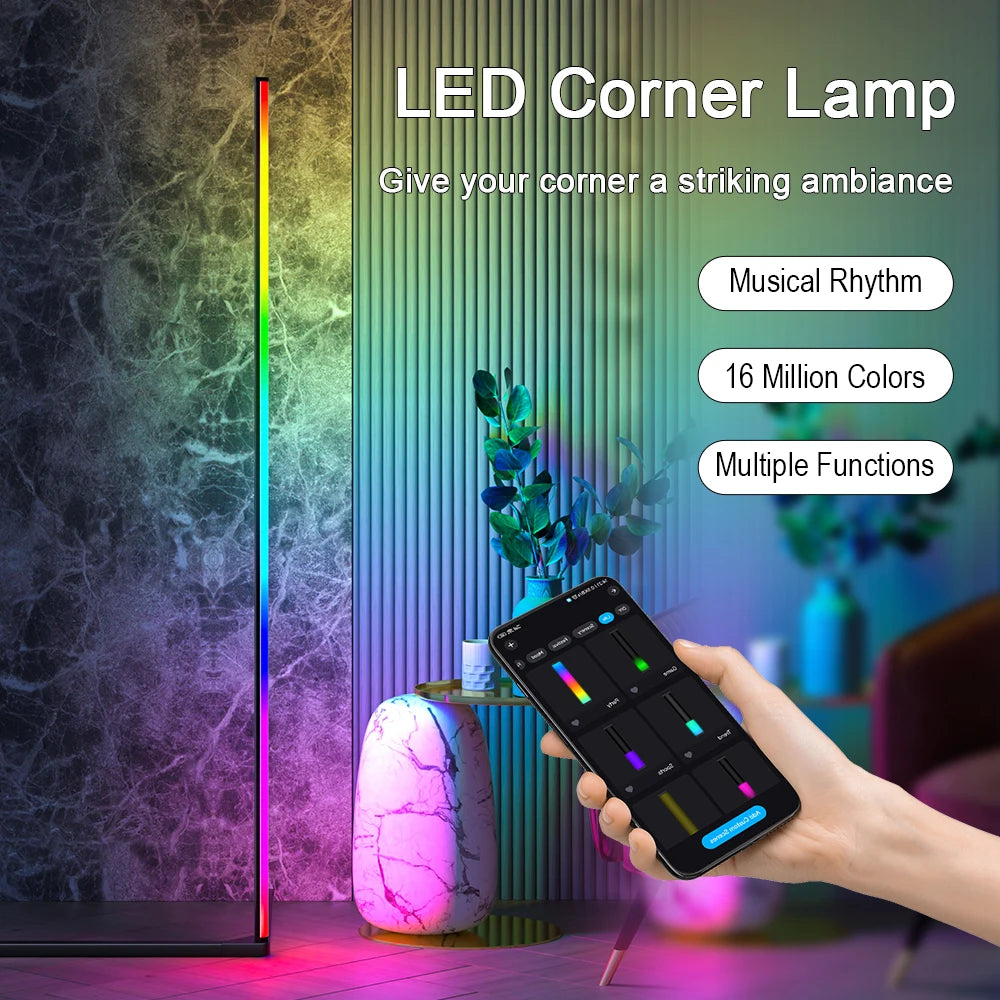 LED Floor Lamp with Remote Control - Music Sync RGB Color Changing Light