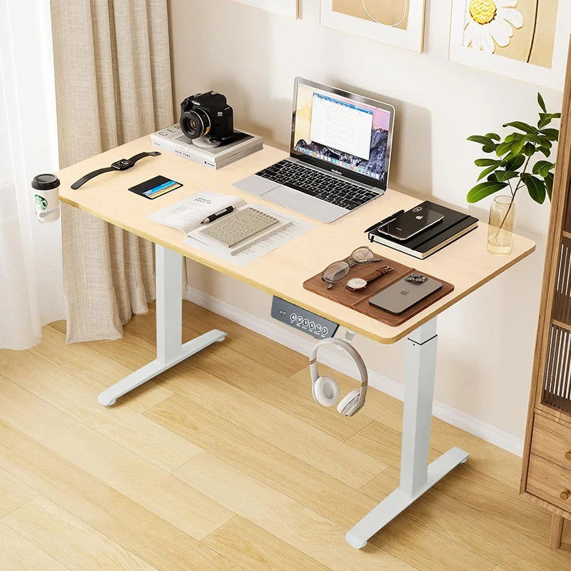 Height-Adjustable Computer Desk with Drawer - Classic Design