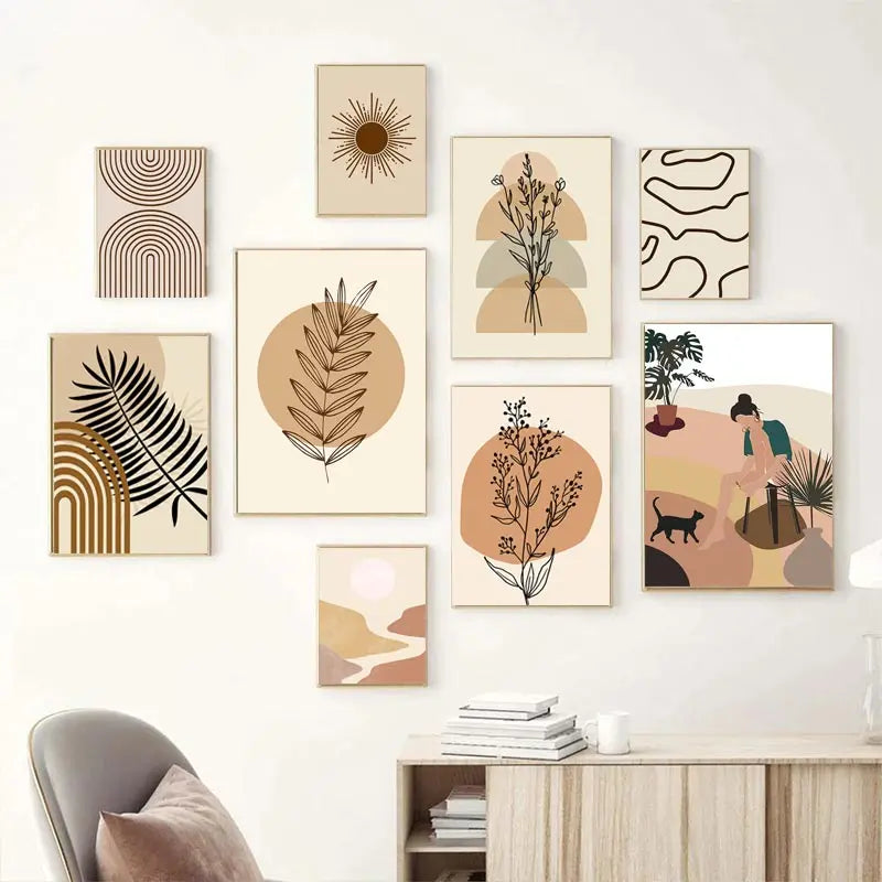 Abstract Lines Botanical Boho Poster - Canvas Print 50x70cm