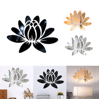 Lotus Flower 3D Mirror Wall Decal - Elegant Acrylic Wall Art Sticker
