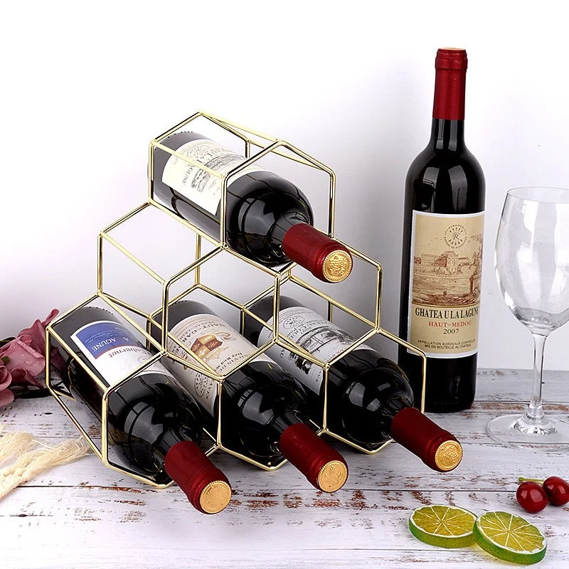 Modern Metal Honeycomb Wine Rack - Stylish 8-Bottle Storage