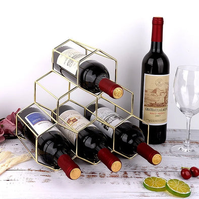 Modern Metal Honeycomb Wine Rack