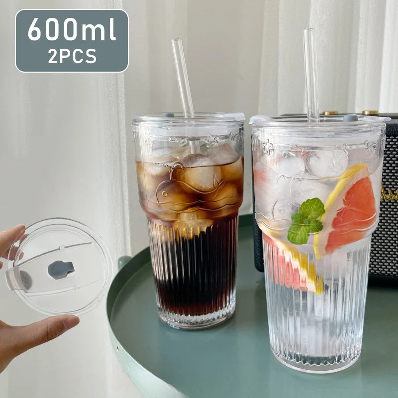 Non-Slip Straw Glass Tumbler