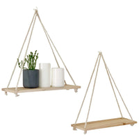 Premium Wood Swing Floating Shelves - Rustic Wall Display 35x14cm