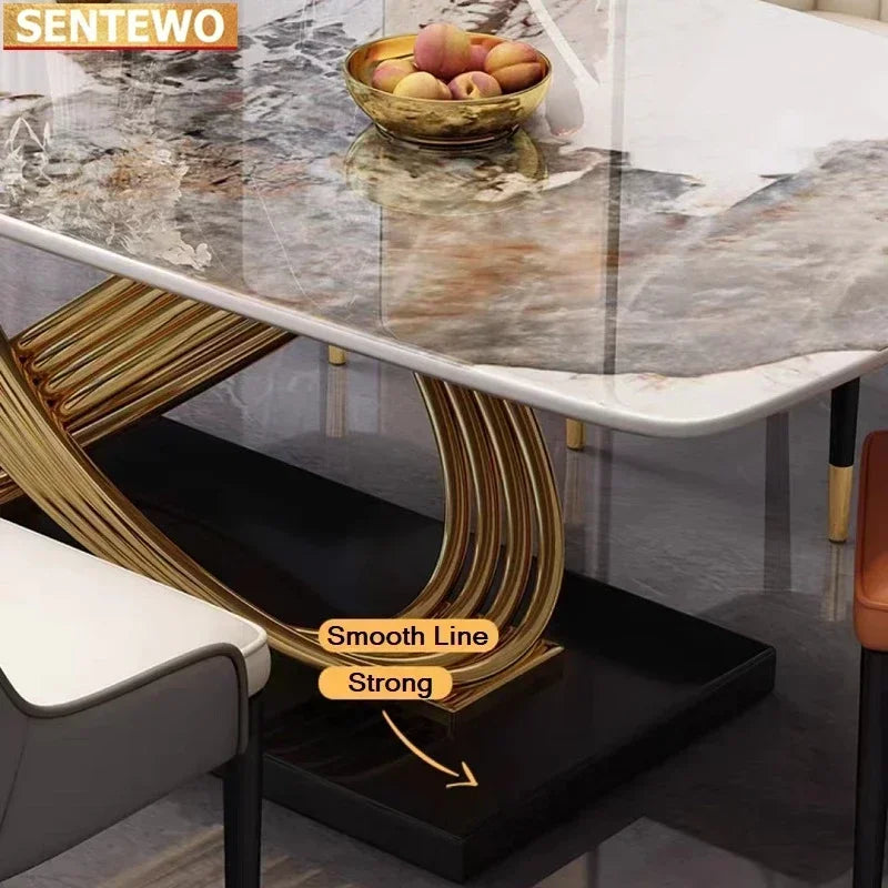 Italian Marble Dining Table Set