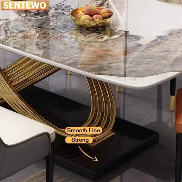 Italian Luxury Modern Marble Dining Table Set