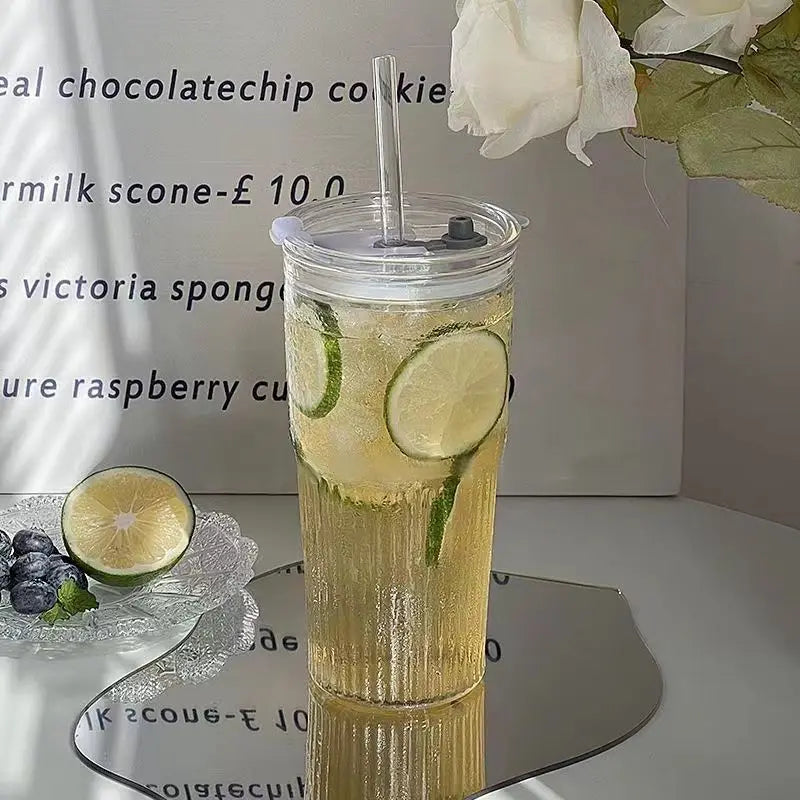 Non-Slip Straw Glass Tumbler