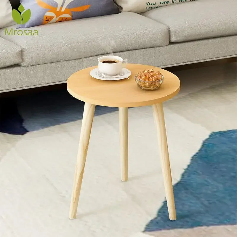Creative Nordic Low Round Coffee Table - Solid Wood with Storage