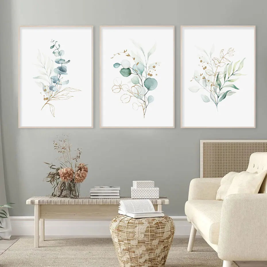Green Gold Botanical Canvas Poster