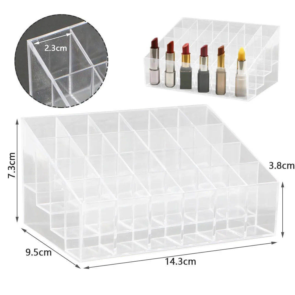 Clear 24 Grid Makeup Organizer