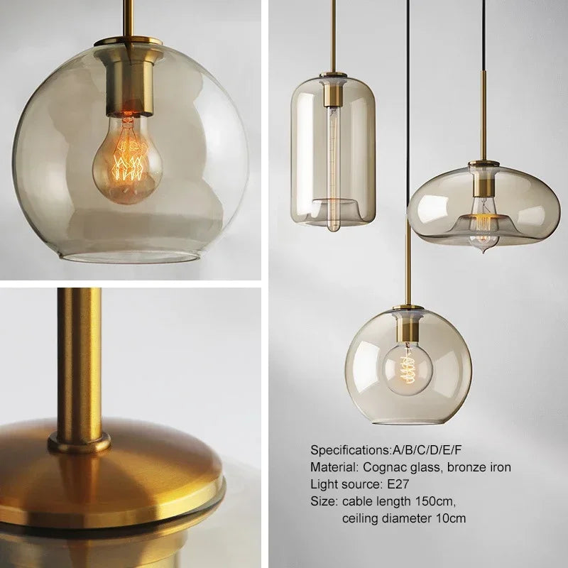 Nordic Modern Pendant Light - Glass Iron E27 LED