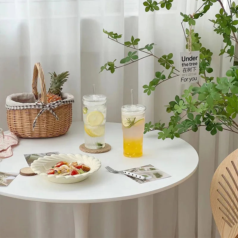Non-Slip Straw Glass Tumbler