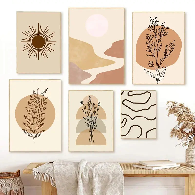 Abstract Lines Botanical Boho Poster - Canvas Print 50x70cm