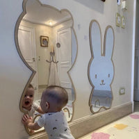 Children's Cartoon Character Decorative Wall Mirror - Acrylic & Wood Design