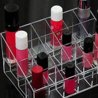 24-Grid Acrylic Makeup Organizer - Clear Plastic Storage Solution