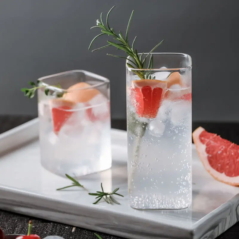 Transparent Square Borosilicate Glass - Modern Drinkware