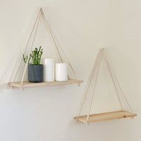 Premium Wood Swing Floating Shelves - Rustic Wall Display 35x14cm