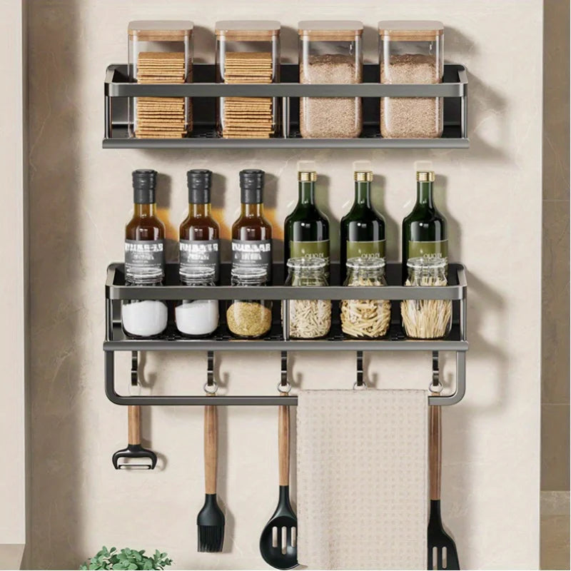 Black Aluminum Kitchen Wall Shelves
