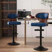 Modern Wrought Iron Bar Stool - Industrial Leather Upholstered Counter Stool