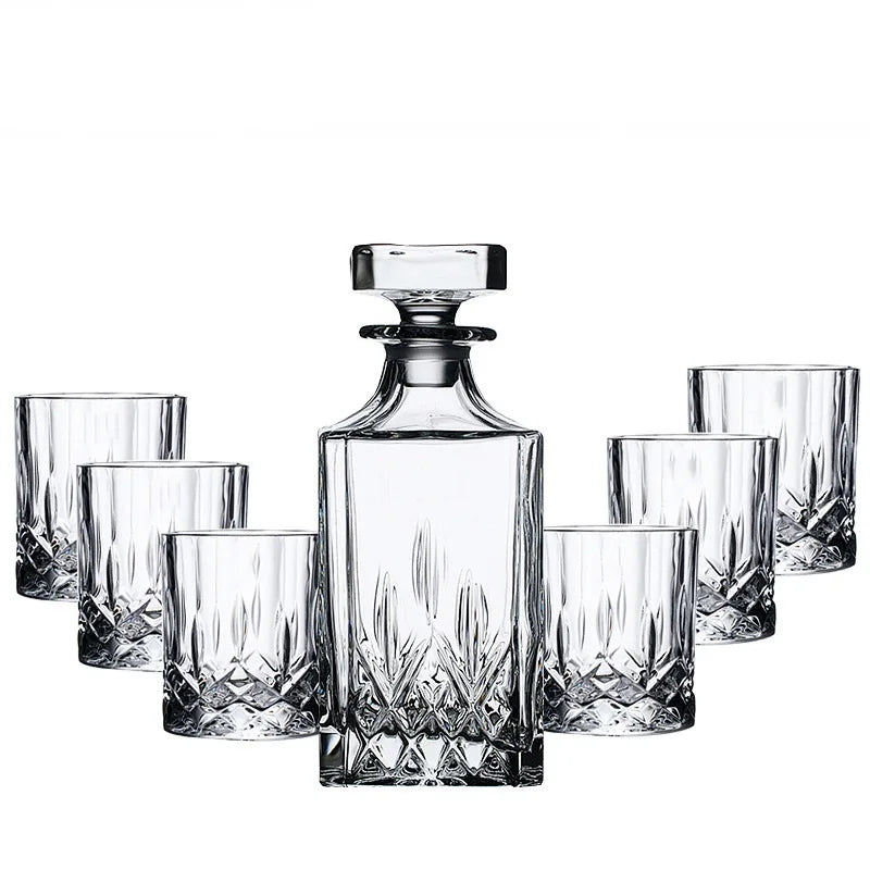 Crystal Glass Wine Decanter Set with Cups