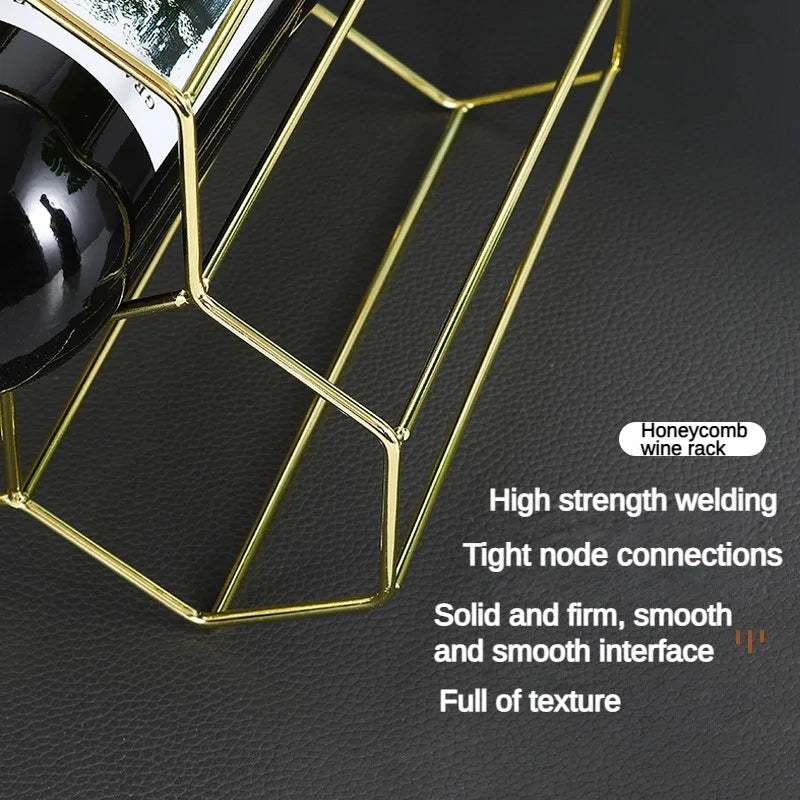 Modern Metal Honeycomb Wine Rack - Stylish 8-Bottle Storage
