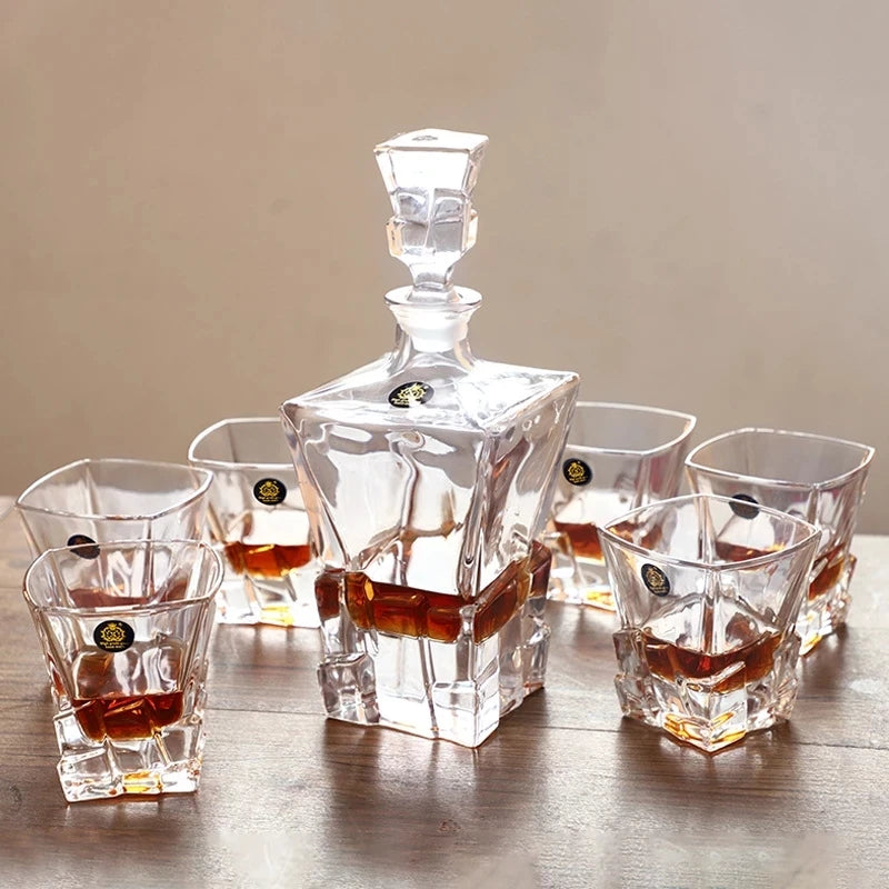 Crystal Glass Wine Decanter Set with Cups