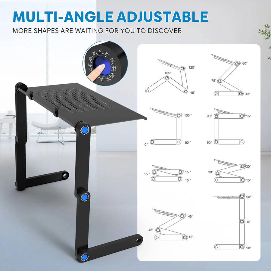 Adjustable Aluminum Laptop Desk - Portable Ergonomic Stand