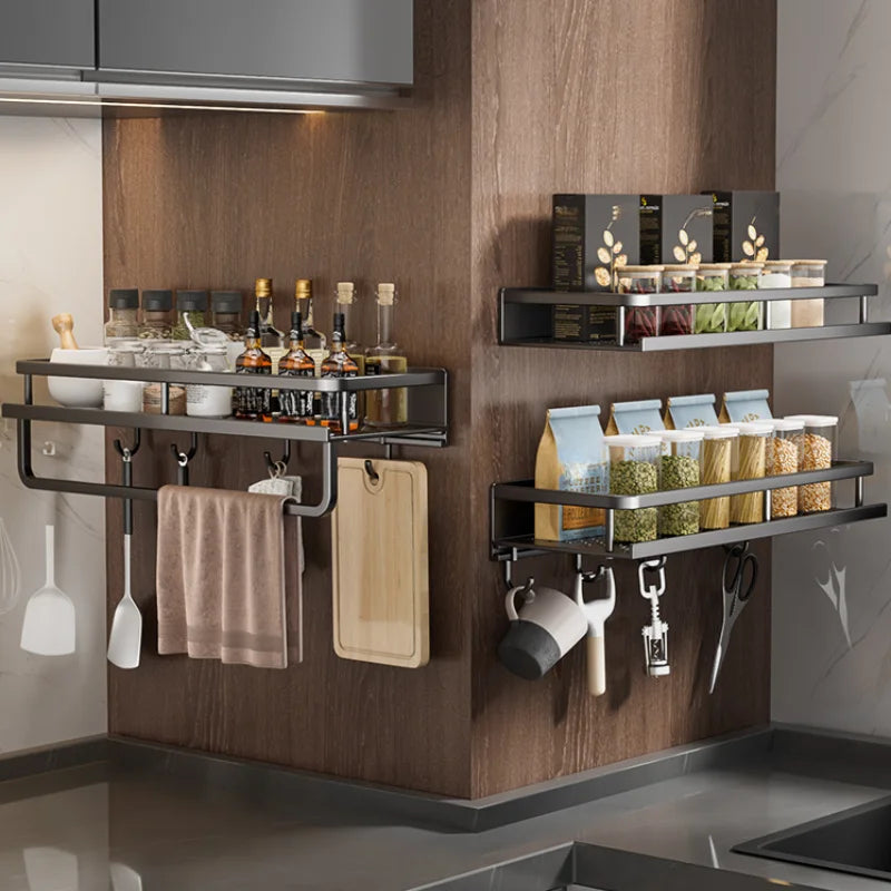 Black Aluminum Kitchen Wall Shelves