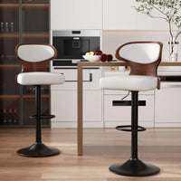 Modern Wrought Iron Bar Stool - Industrial Leather Upholstered Counter Stool