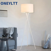 Modern LED Floor Lamp - Elegant Wood & Metal Design with Fabric Shade