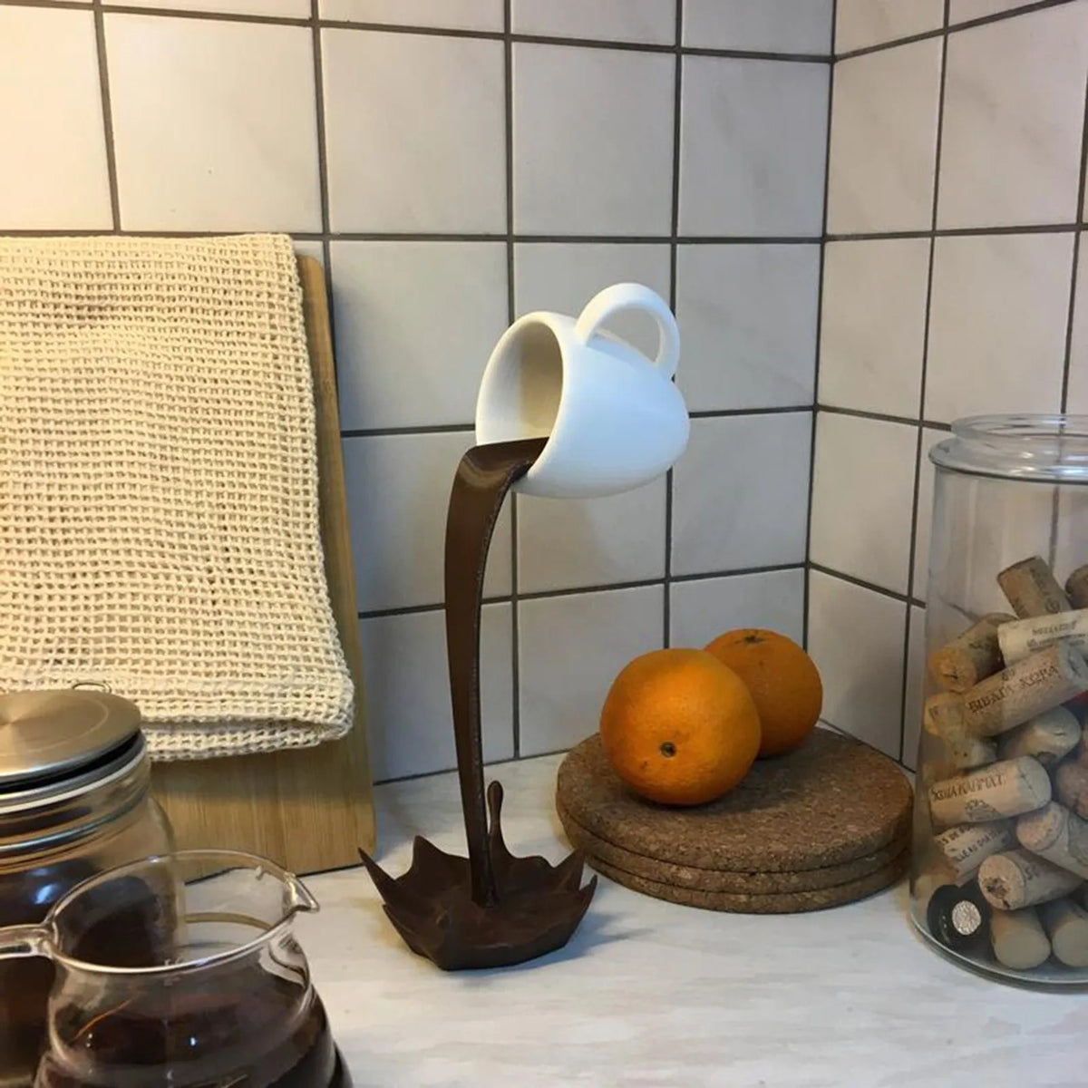 Floating Coffee Cup Sculpture