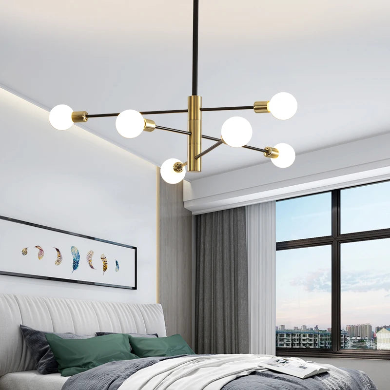 Modern LED Edison Bulbs Chandelier - Matte Black Semi-Flush