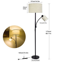 Modern Adjustable Floor Lamp - Gold LED Standing Light with Drum Shade