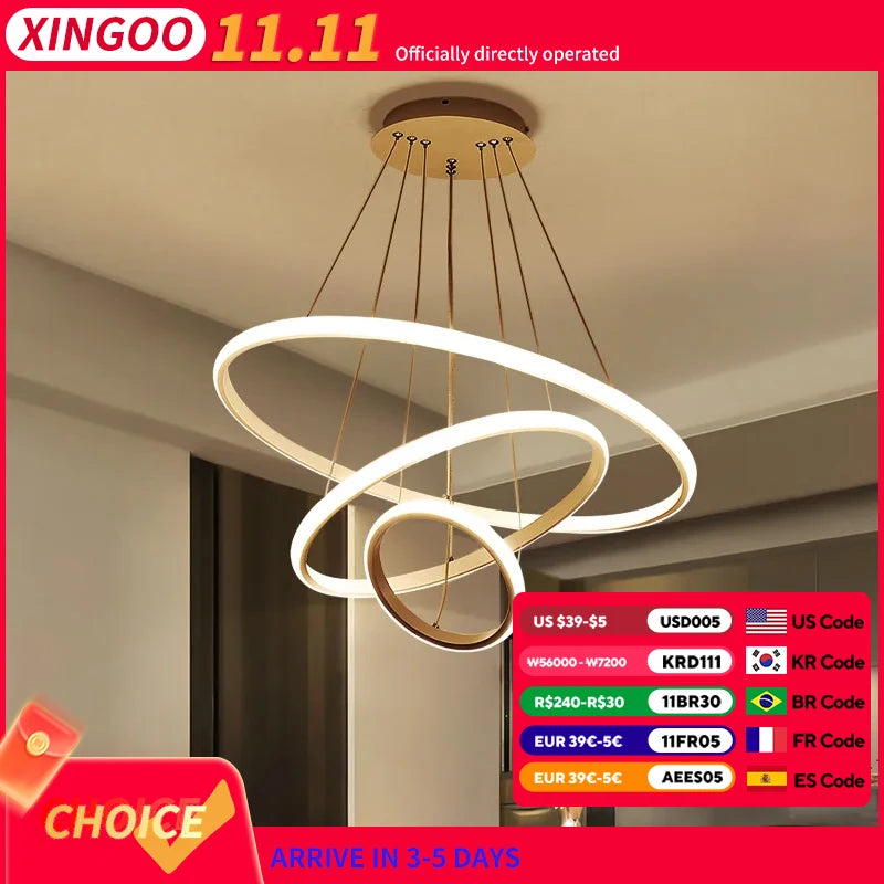 Multi-Ring Dimmable LED Chandelier