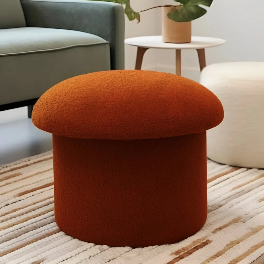 Mushroom Upholstered Storage Ottoman - Modern Hallway Footstool