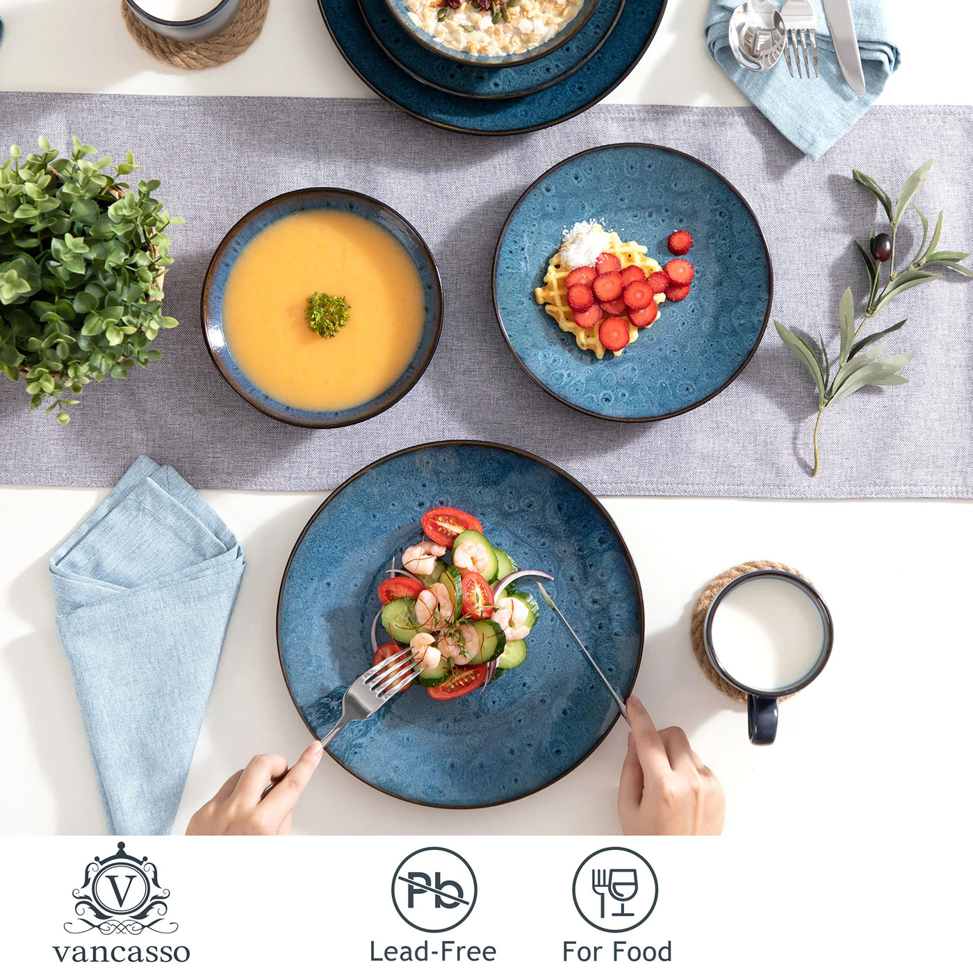 Vintage Ceramic Stoneware Dinner Set - Premium Under Glazed Collection