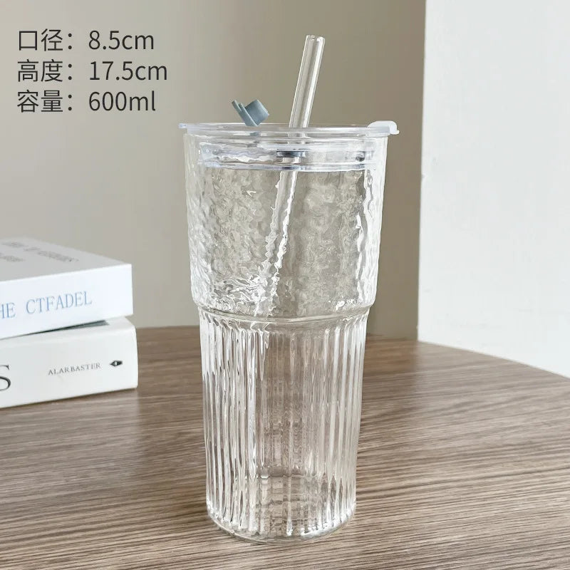 Non-Slip Straw Glass Tumbler