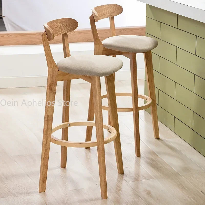 Solid Wood Bar Stool - Premium Upholstered Counter Stool with Nordic Design