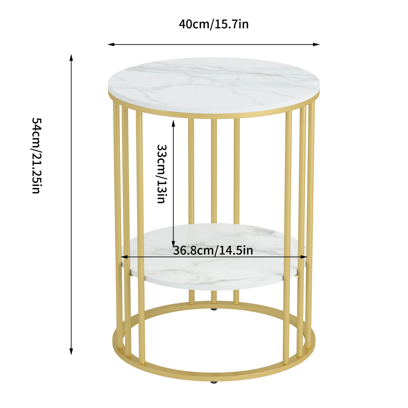 Round Marble Accent Coffee Table with Hidden Storage - 15.7"