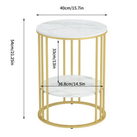 Round Marble Accent Coffee Table with Hidden Storage - 15.7"