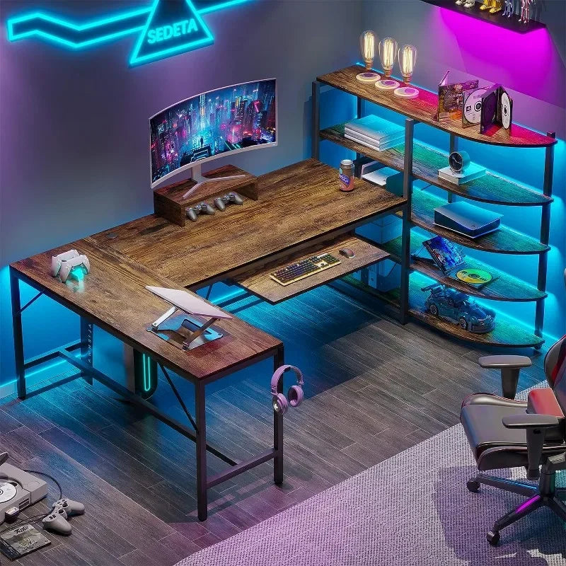 Rustic Computer Desk Keyboard Shelf
