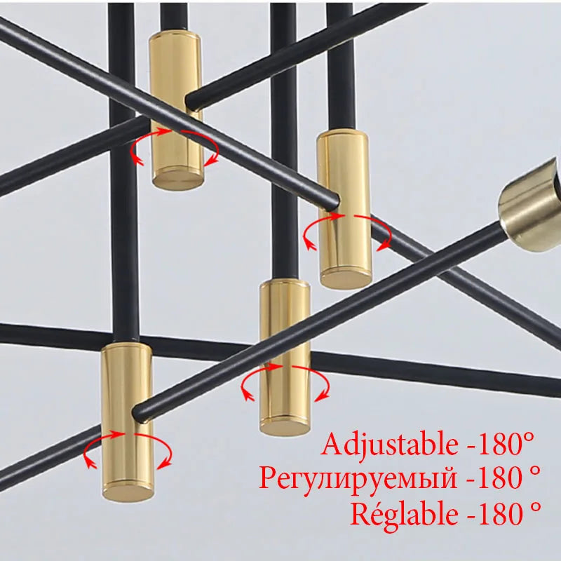 Modern LED Edison Bulbs Chandelier - Matte Black Semi-Flush