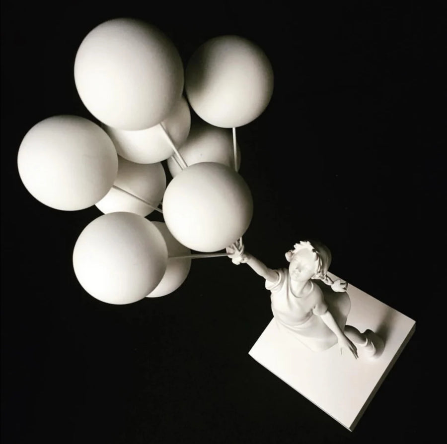 58cm Banksy Flying Balloons Girl Sculpture - Resin Street Art