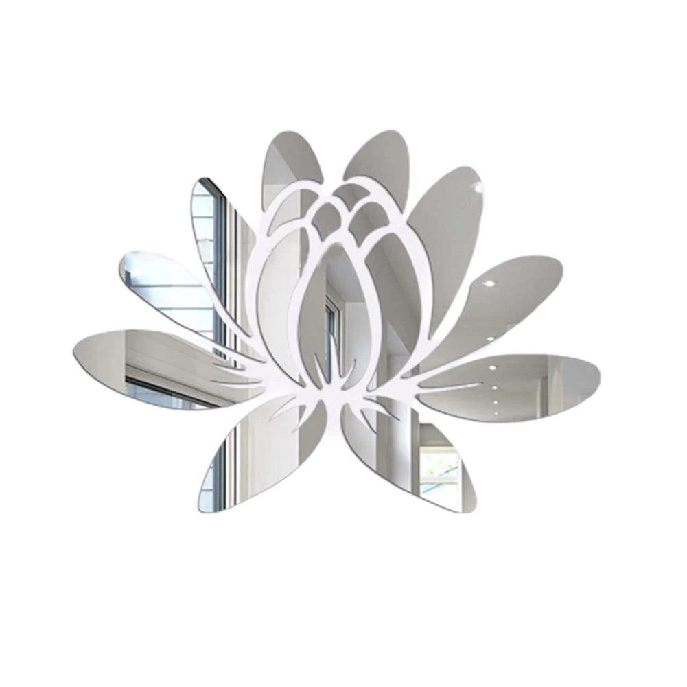 Lotus Flower 3D Mirror Wall Decal - Elegant Acrylic Wall Art Sticker