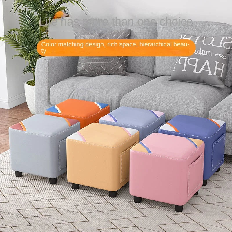 Solid Wood Fabric Ottoman