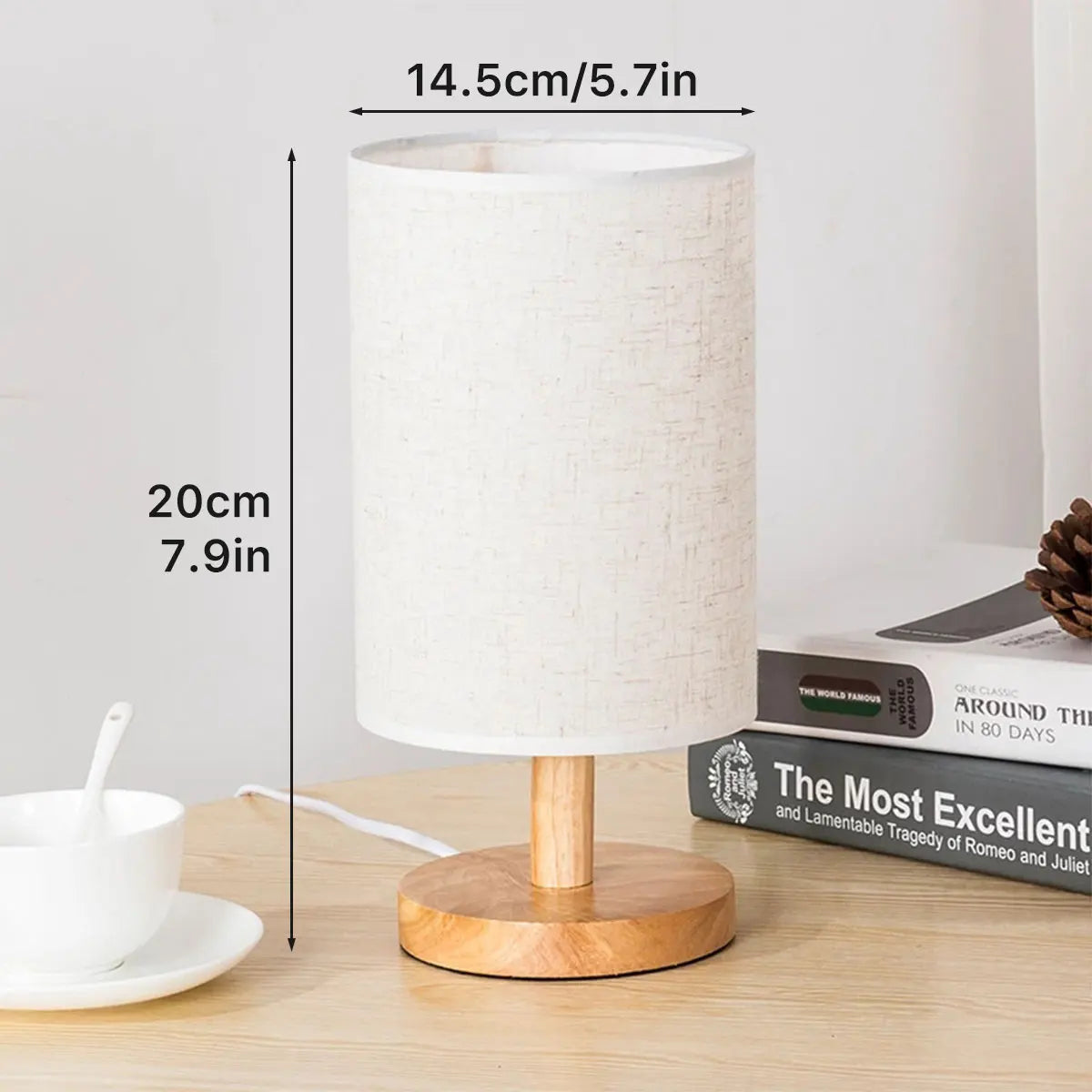 Wooden Cylinder LED Table Lamp