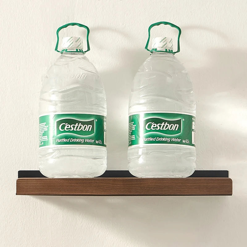 Nordic Style Wooden Wall Shelf - Iron Frame with Vase Feature 40CM